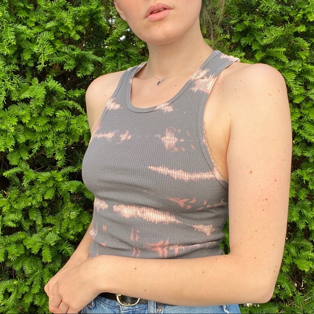 SOLD Hand Bleach Dyed Cut Off Ribbed Tank Top - Picture 3 of 14